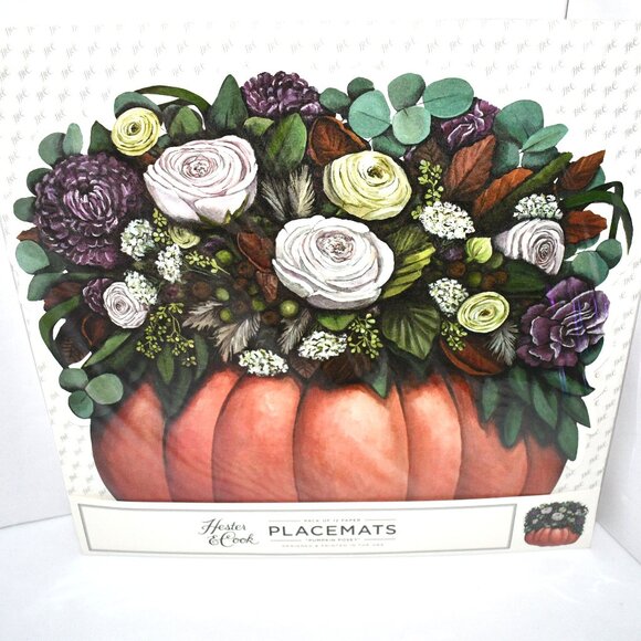 Hester & Cook 12 Die-cut Pumpkin Posey Placemat 15.9" x 15.2" NWT - Picture 1 of 4